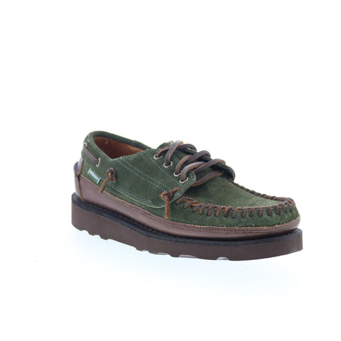 Sebago Keuka Lea Canoe Moc Mens Green Suede Loafers & Slip Ons Boat Shoes