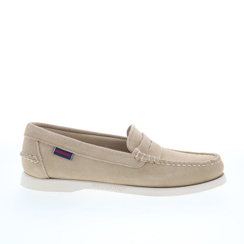 Sebago Dan Boat Flesh Out Mens Beige Suede Loafers & Slip Ons Penny Shoes