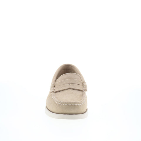 Sebago Dan Boat Flesh Out Mens Beige Suede Loafers & Slip Ons Penny Shoes