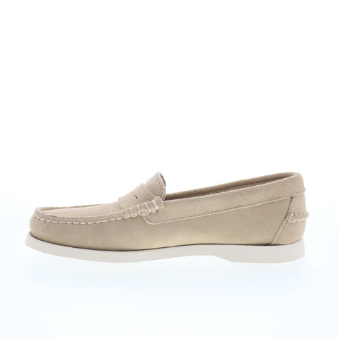 Sebago Dan Boat Flesh Out Mens Beige Suede Loafers & Slip Ons Penny Shoes