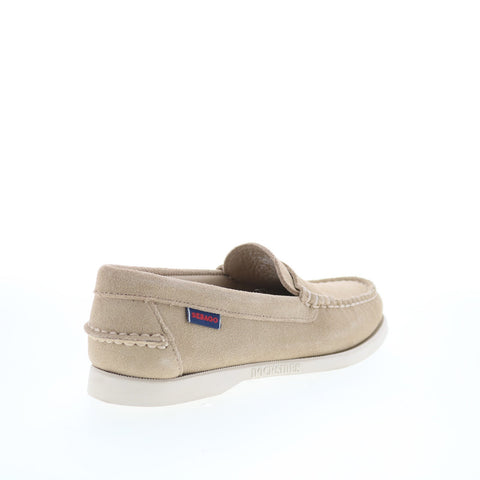 Sebago Dan Boat Flesh Out Mens Beige Suede Loafers & Slip Ons Penny Shoes