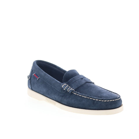 Sebago Dan Boat Flesh Out Mens Blue Suede Loafers & Slip Ons Penny Shoes