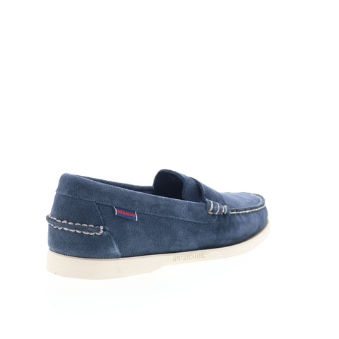 Sebago Dan Boat Flesh Out Mens Blue Suede Loafers & Slip Ons Penny Shoes