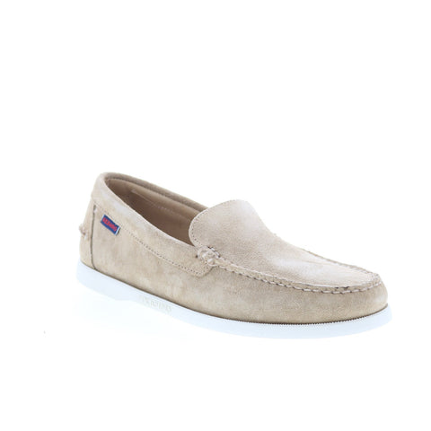 Sebago Frank Boat Roughout Mens Beige Suede Loafers & Slip Ons Casual Shoes