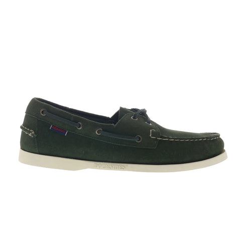 Sebago Portland Flesh Out Mens Green Suede Loafers & Slip Ons Boat Shoes