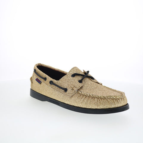 Sebago Portland Glitter Mens Gold Synthetic Loafers & Slip Ons Boat Shoes