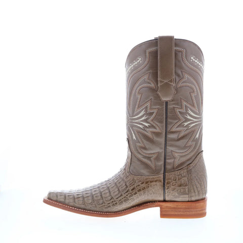 Los Altos Smooth Caiman Square Toe Mens Brown Wide Cowboy Western Boots