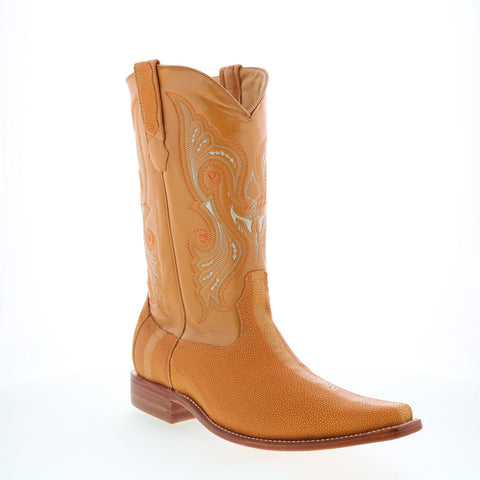 Los Altos Rowstone Square Toe Stingray Mens Brown Wide Cowboy Western Boots