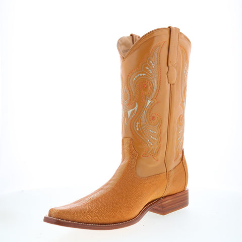 Los Altos Rowstone Square Toe Stingray Mens Brown Wide Cowboy Western Boots