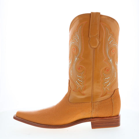 Los Altos Rowstone Square Toe Stingray Mens Brown Wide Cowboy Western Boots