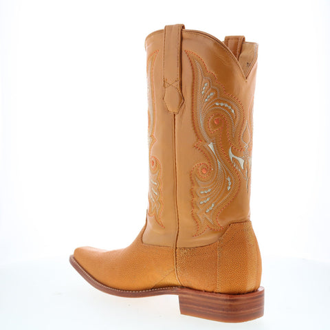 Los Altos Rowstone Square Toe Stingray Mens Brown Wide Cowboy Western Boots
