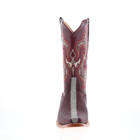 Los Altos Rowstone Square Toe Stingray Mens Burgundy Wide Cowboy Western Boots