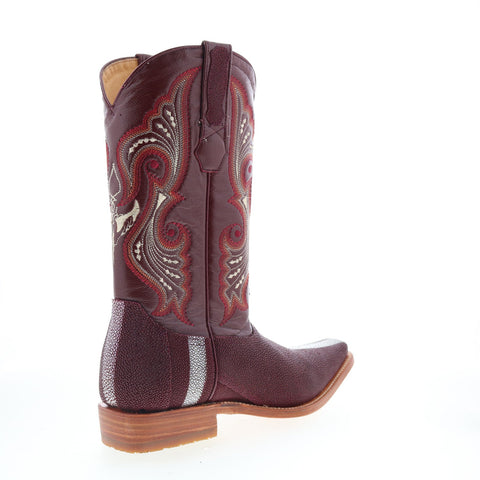 Los Altos Rowstone Square Toe Stingray Mens Burgundy Wide Cowboy Western Boots