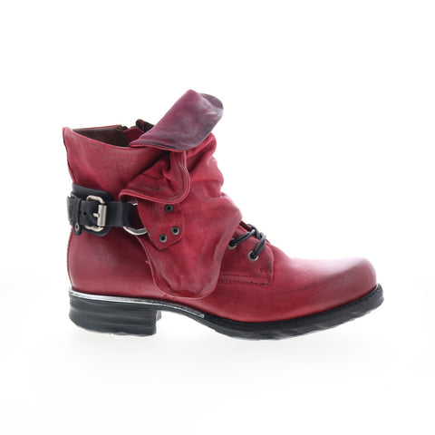 A.S. 98 Simon 717204-401-0011 Womens Red Leather Lace Up Casual Dress Boots