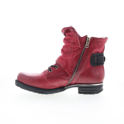 A.S. 98 Simon 717204-401-0011 Womens Red Leather Lace Up Casual Dress Boots