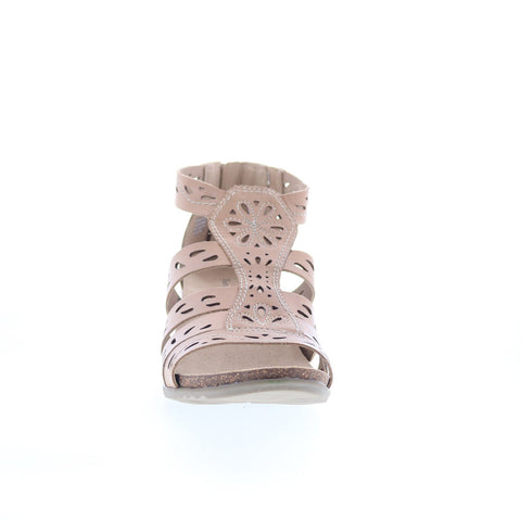 Earth Origins Ruby 7204254WCLF Womens Beige Leather Wedges Sandals Shoes