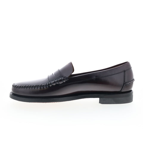 Sebago Classic Dan Tag Mens Burgundy Leather Loafers & Slip Ons Penny Shoes