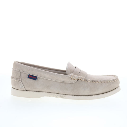 Sebago Dan Boat Roughout Womens Gray Suede Loafers & Slip Ons Penny Shoes