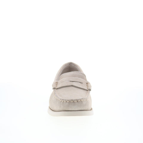 Sebago Dan Boat Roughout Womens Gray Suede Loafers & Slip Ons Penny Shoes