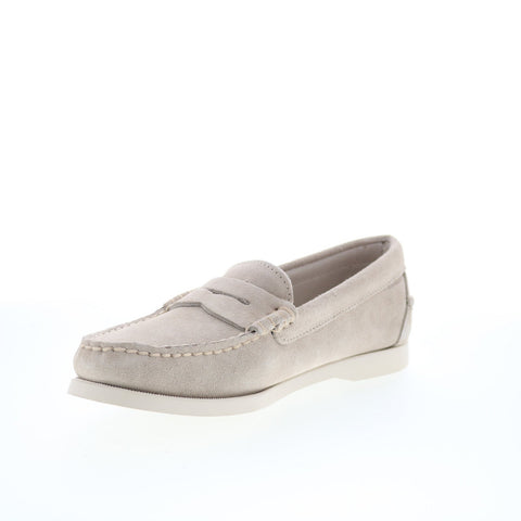 Sebago Dan Boat Roughout Womens Gray Suede Loafers & Slip Ons Penny Shoes