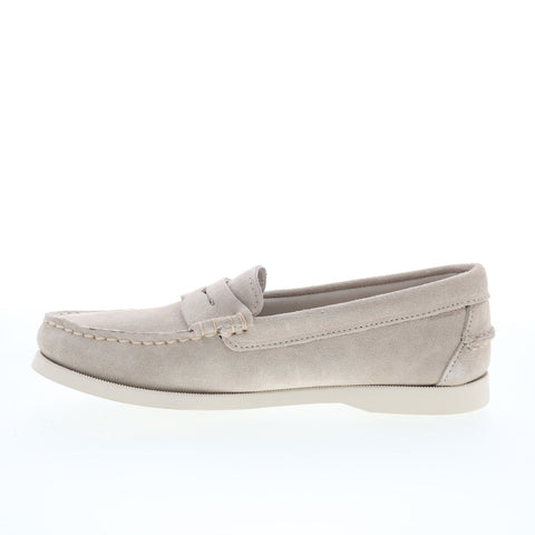 Sebago Dan Boat Roughout Womens Gray Suede Loafers & Slip Ons Penny Shoes