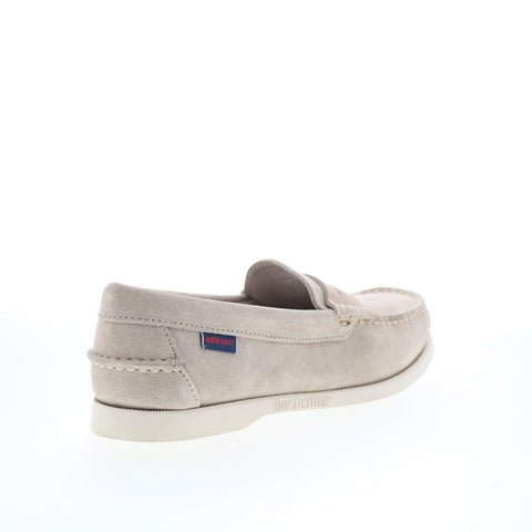 Sebago Dan Boat Roughout Womens Gray Suede Loafers & Slip Ons Penny Shoes