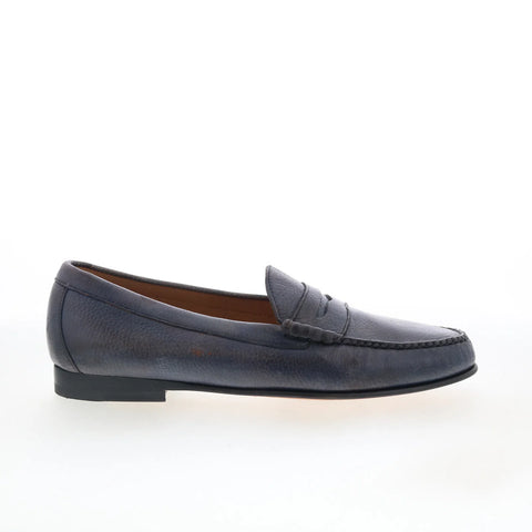 T.B. Phelps 7301-9-100 Mens Blue Leather Loafers & Slip Ons Penny Shoes