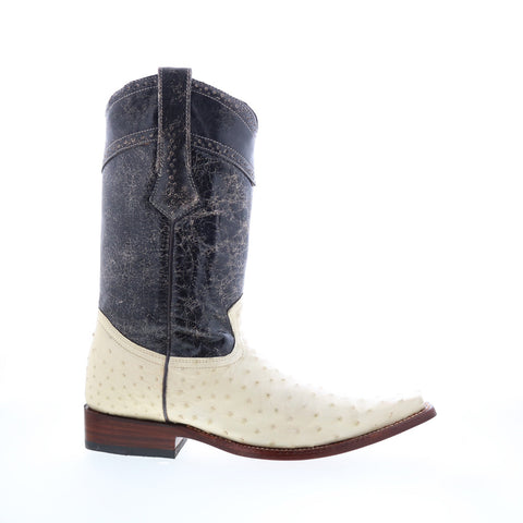 Los Altos Versace Ostrich 730304 Mens White Wide Cowboy Western Boots