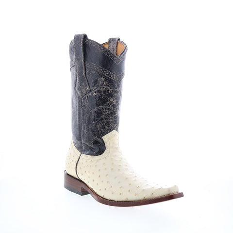 Los Altos Versace Ostrich 730304 Mens White Wide Cowboy Western Boots