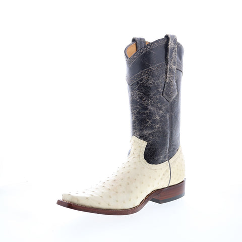 Los Altos Versace Ostrich 730304 Mens White Wide Cowboy Western Boots