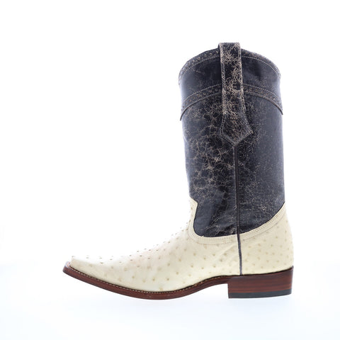 Los Altos Versace Ostrich 730304 Mens White Wide Cowboy Western Boots