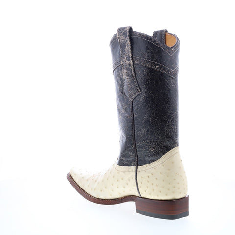 Los Altos Versace Ostrich 730304 Mens White Wide Cowboy Western Boots