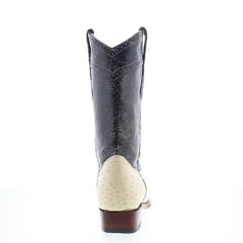 Los Altos Versace Ostrich 730304 Mens White Wide Cowboy Western Boots