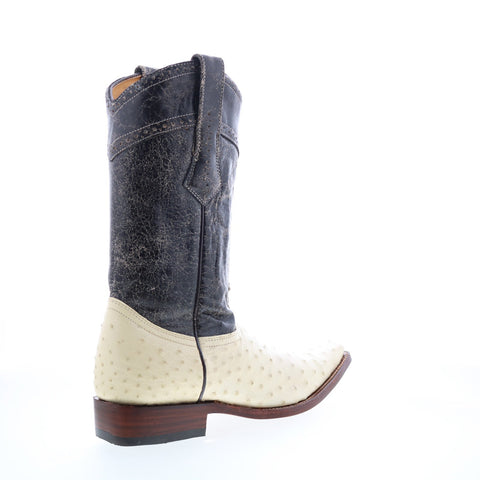 Los Altos Versace Ostrich 730304 Mens White Wide Cowboy Western Boots