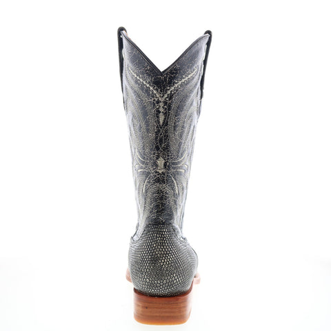 Los Altos Versace Dress Boots Teju Lizard Mens Black Wide Cowboy Western Boots