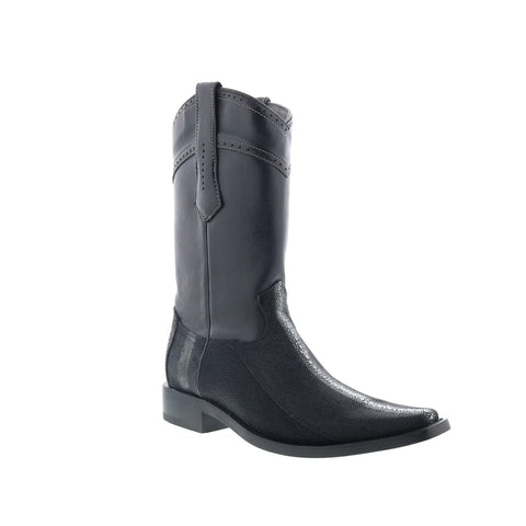 Los Altos Stingray Rowstone Square Toe Mens Black Wide Cowboy Western Boots