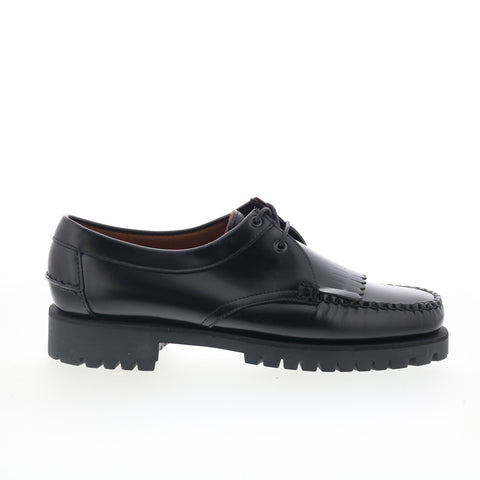 Sebago James Fringe Lug Womens Black Leather Loafers & Slip Ons Boat Shoes