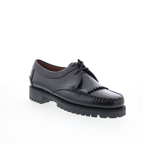 Sebago James Fringe Lug Womens Black Leather Loafers & Slip Ons Boat Shoes