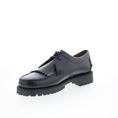 Sebago James Fringe Lug Womens Black Leather Loafers & Slip Ons Boat Shoes