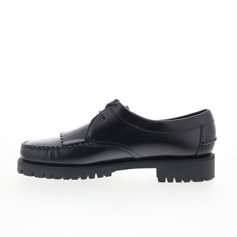 Sebago James Fringe Lug Womens Black Leather Loafers & Slip Ons Boat Shoes