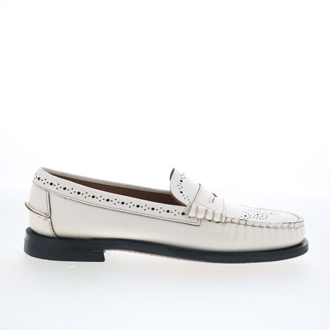 Sebago Dan Perf 73116CW-911 Womens White Loafers & Slip Ons Penny Shoes