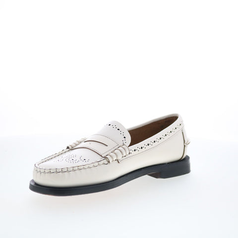Sebago Dan Perf 73116CW-911 Womens White Loafers & Slip Ons Penny Shoes