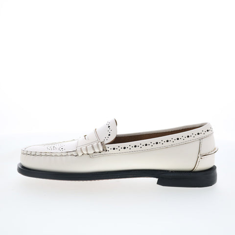 Sebago Dan Perf 73116CW-911 Womens White Loafers & Slip Ons Penny Shoes