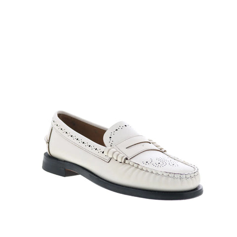 Sebago Dan Perf 73116CW-911 Womens White Loafers & Slip Ons Penny Shoes