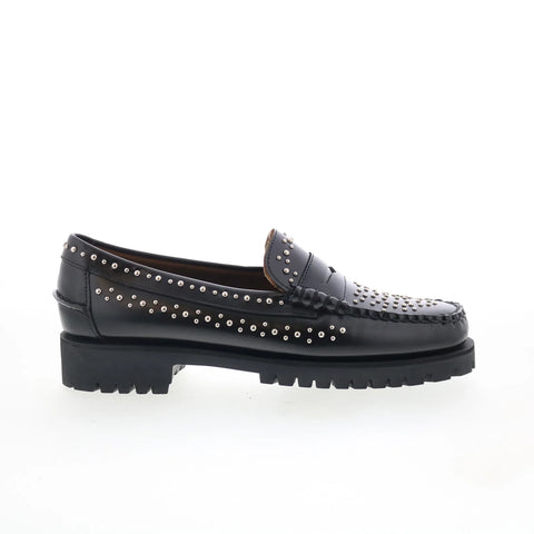 Sebago Dan Lug Studs 731278W-902 Womens Black Loafers & Slip Ons Penny Shoes