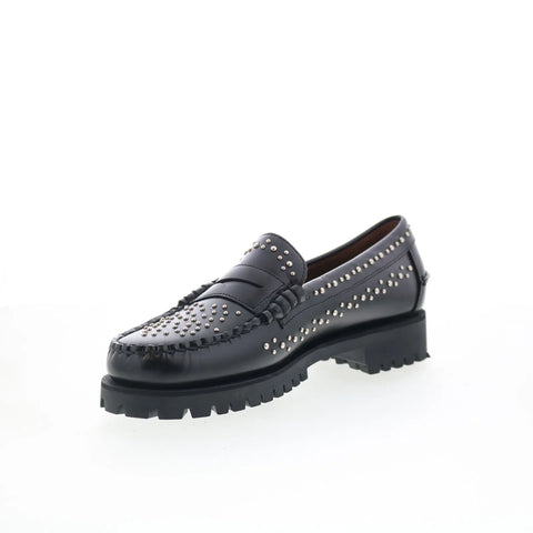 Sebago Dan Lug Studs 731278W-902 Womens Black Loafers & Slip Ons Penny Shoes
