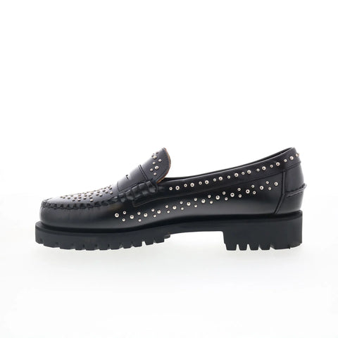 Sebago Dan Lug Studs 731278W-902 Womens Black Loafers & Slip Ons Penny Shoes