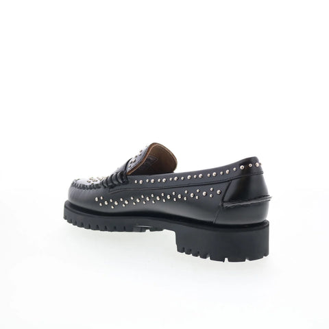 Sebago Dan Lug Studs 731278W-902 Womens Black Loafers & Slip Ons Penny Shoes