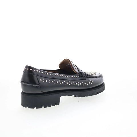 Sebago Dan Lug Studs 731278W-902 Womens Black Loafers & Slip Ons Penny Shoes