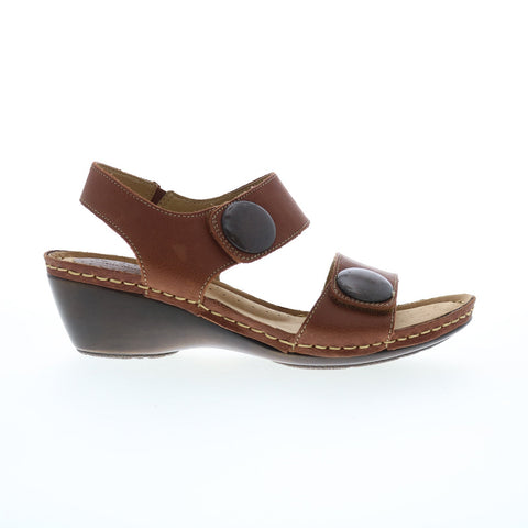 Softspots Pamela 7335800 Womens Brown Leather Wedges Sandals Shoes